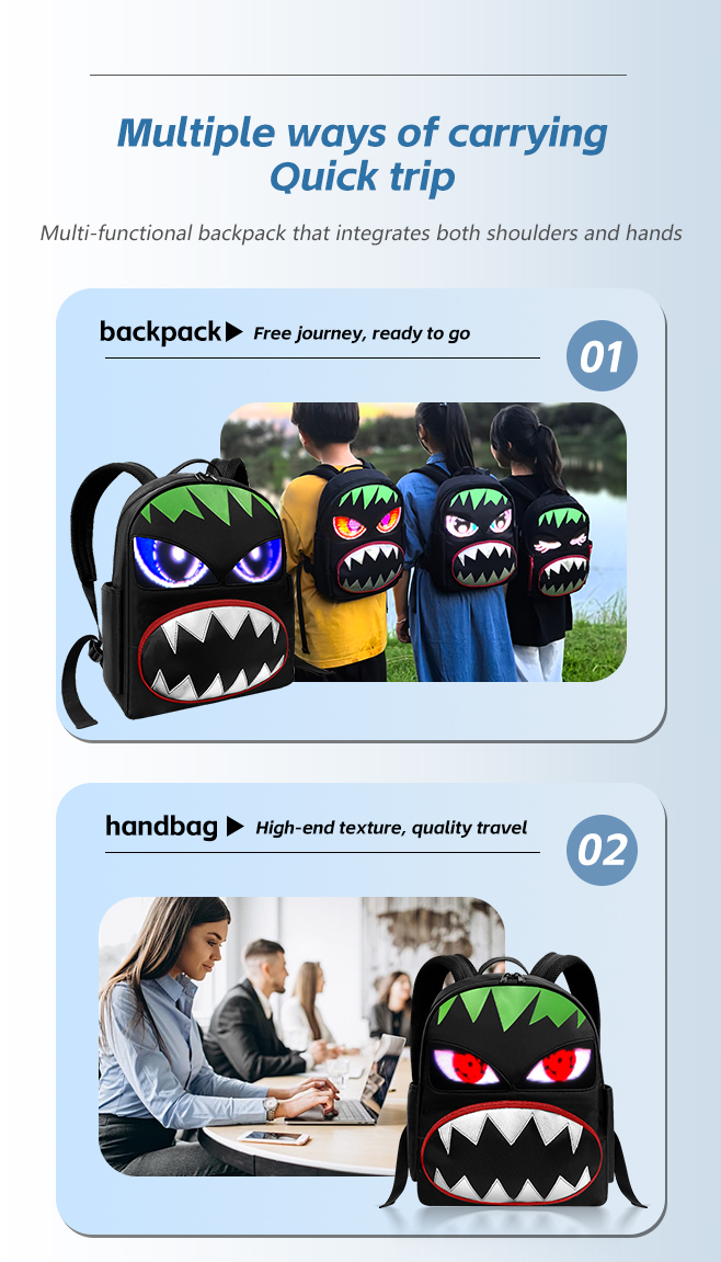 Factory Supplier Travel Bag LED Eye Backpack High Quality Cartoon Waterproof Travel Mini Small Girls Backpack School Bags（images 3）