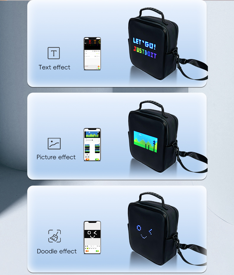 LED Display Single Shoulder Bag LED light multi-function dynamic advertising sling Bag led screen bag With led display（images 9）