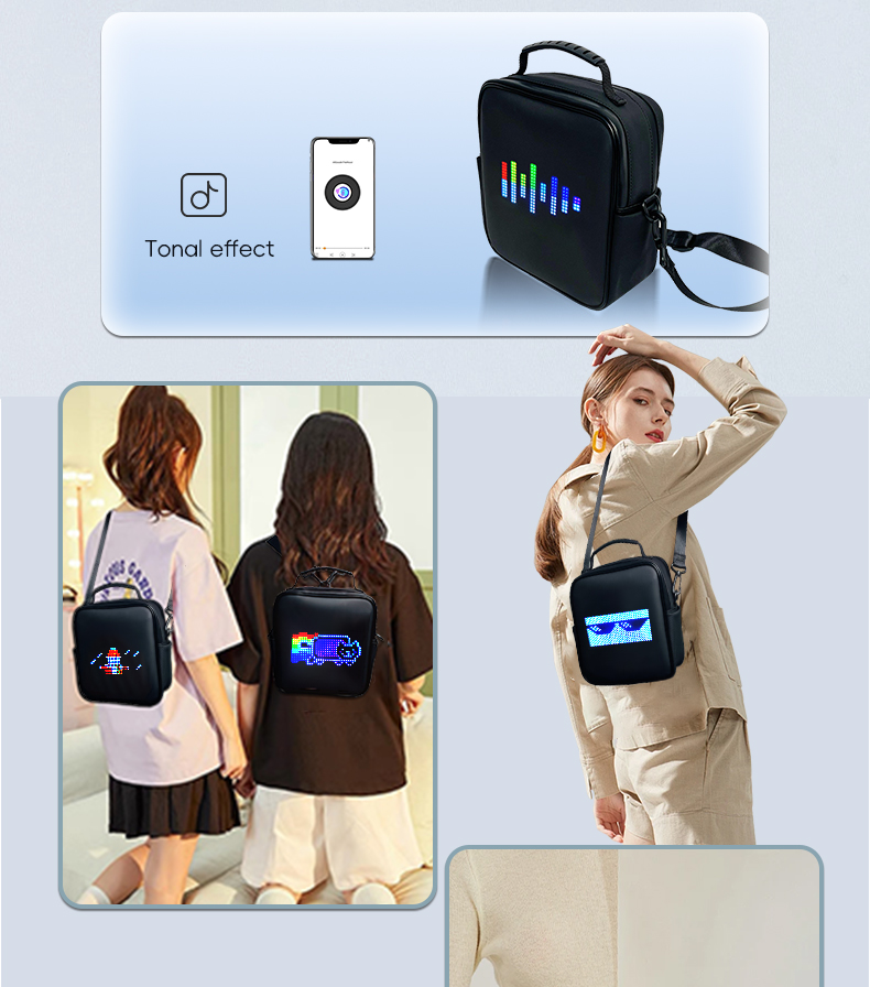 LED Display Single Shoulder Bag LED light multi-function dynamic advertising sling Bag led screen bag With led display（images 10）