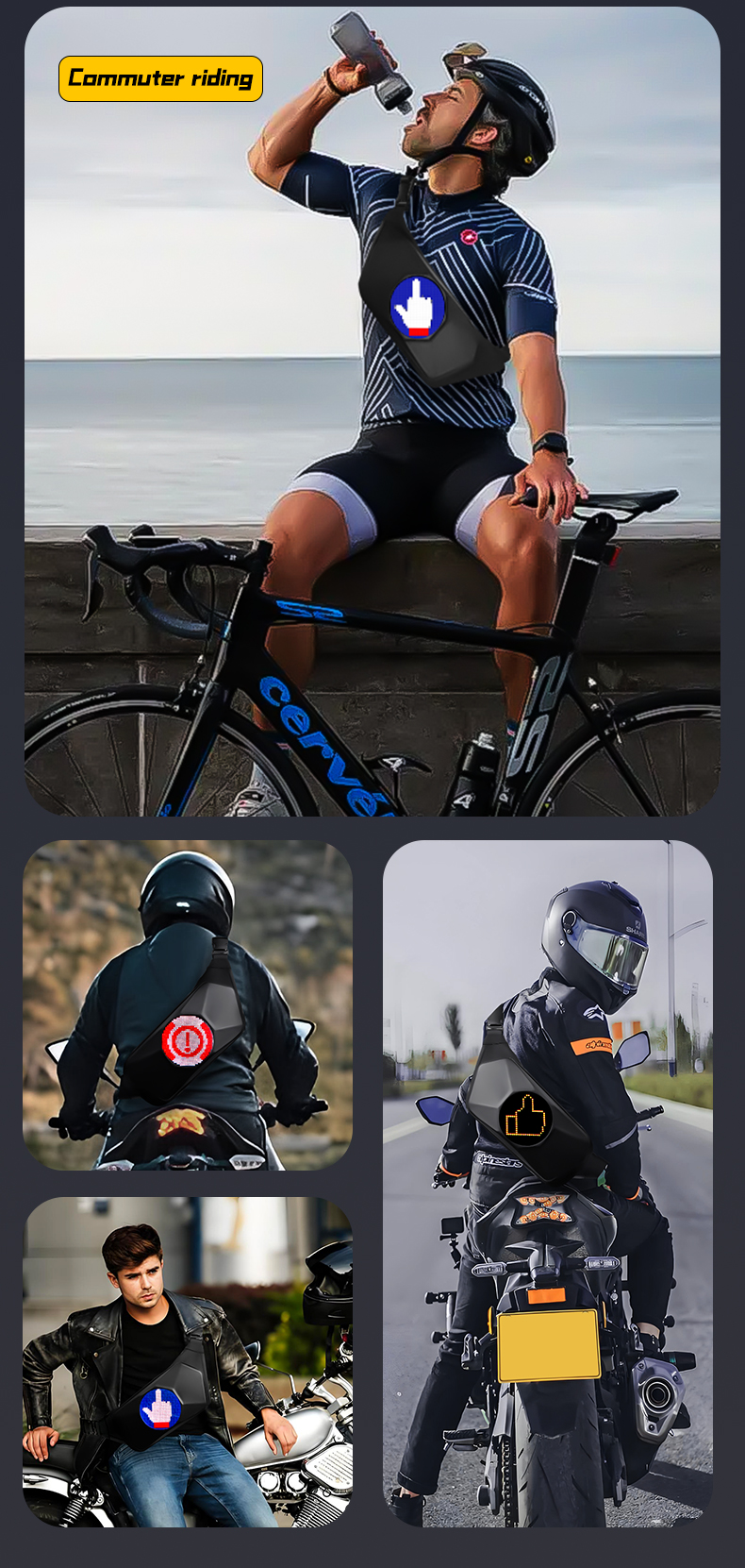 LED Screen Display Sling Bag Crossbody Shoulder Chest Bag Travel Backpack Hiking Bag With LED Screen Display（images 10）