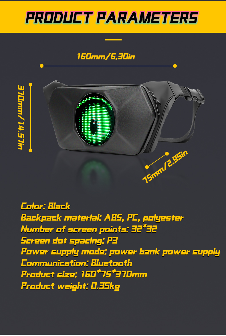 LED Screen Display Sling Bag Crossbody Shoulder Chest Bag Travel Backpack Hiking Bag With LED Screen Display（images 11）