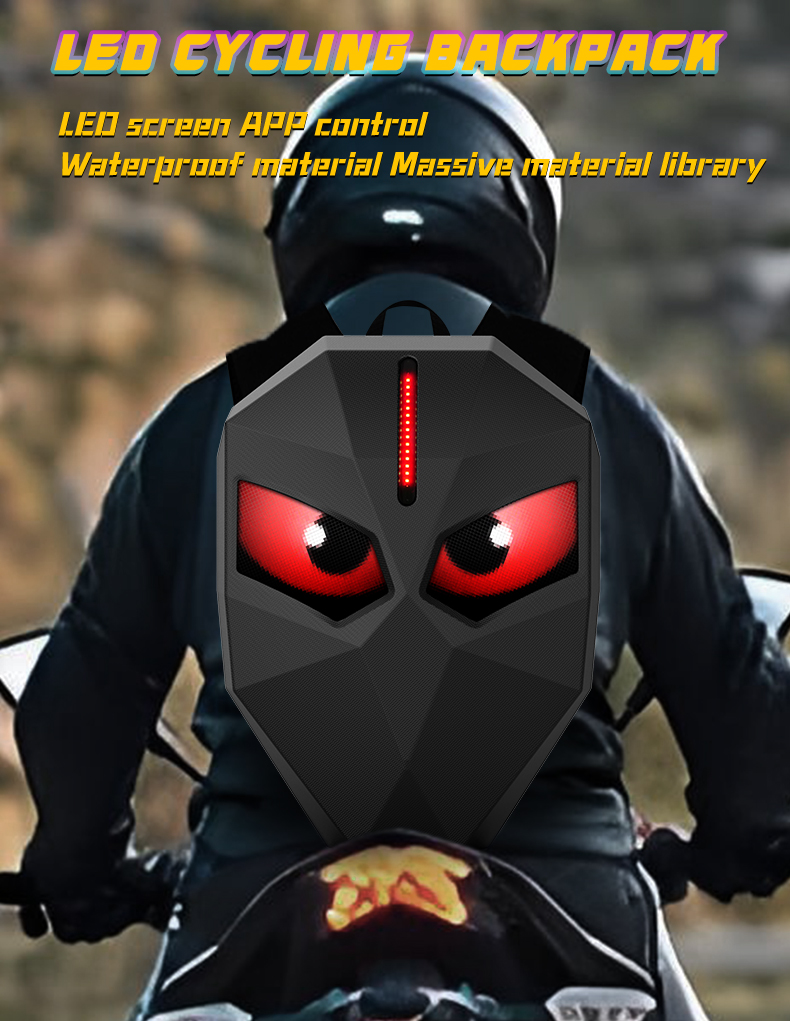 LED Backpack Motorcycle Backpack DIY programming backpack ravel and Camping Storage Bag Carbon fibre texture（images 1）