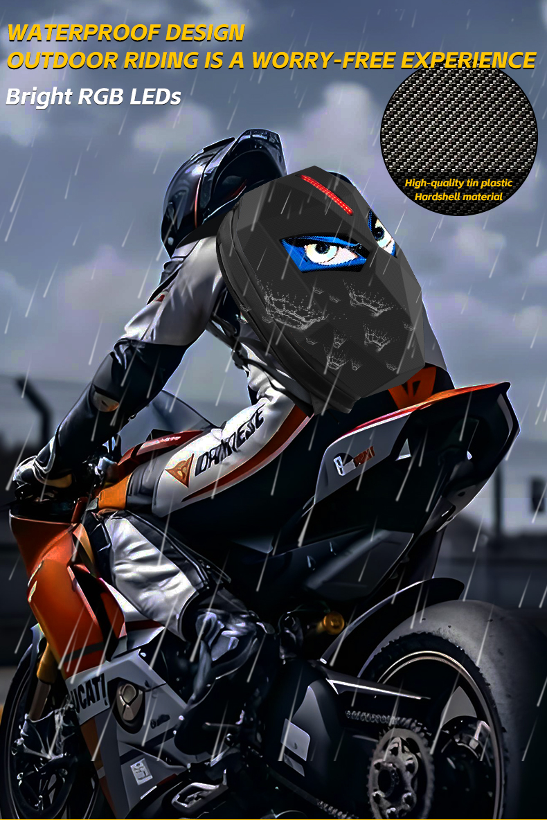 LED Backpack Motorcycle Backpack DIY programming backpack ravel and Camping Storage Bag Carbon fibre texture（images 3）