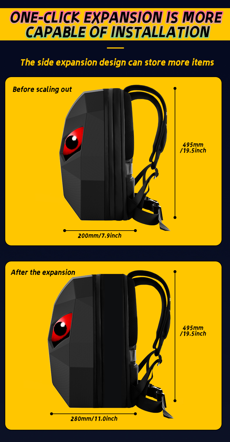 LED Backpack Motorcycle Backpack DIY programming backpack ravel and Camping Storage Bag Carbon fibre texture（images 6）