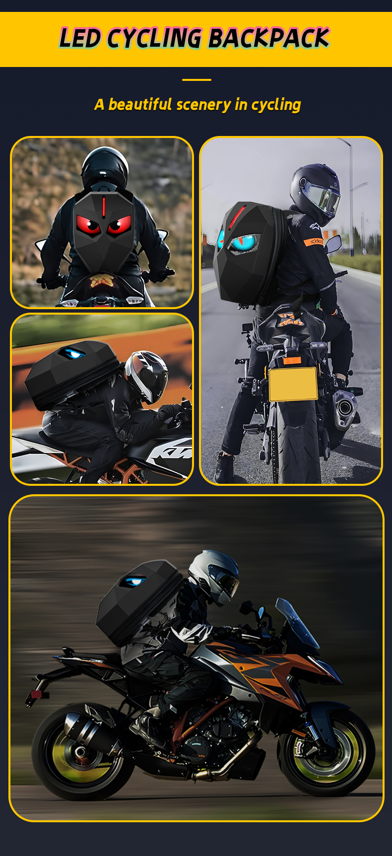 LED Backpack Motorcycle Backpack DIY programming backpack ravel and Camping Storage Bag Carbon fibre texture（images 8）