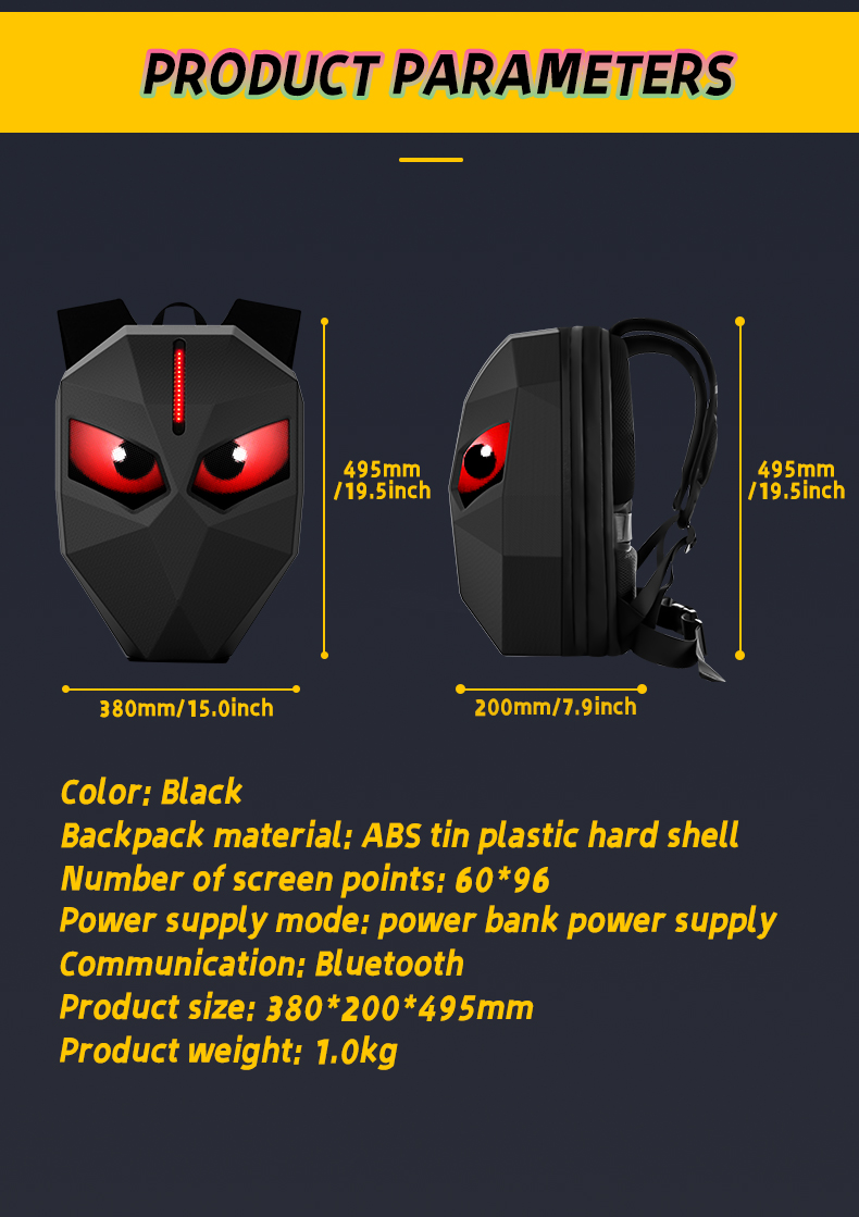 LED Backpack Motorcycle Backpack DIY programming backpack ravel and Camping Storage Bag Carbon fibre texture（images 9）