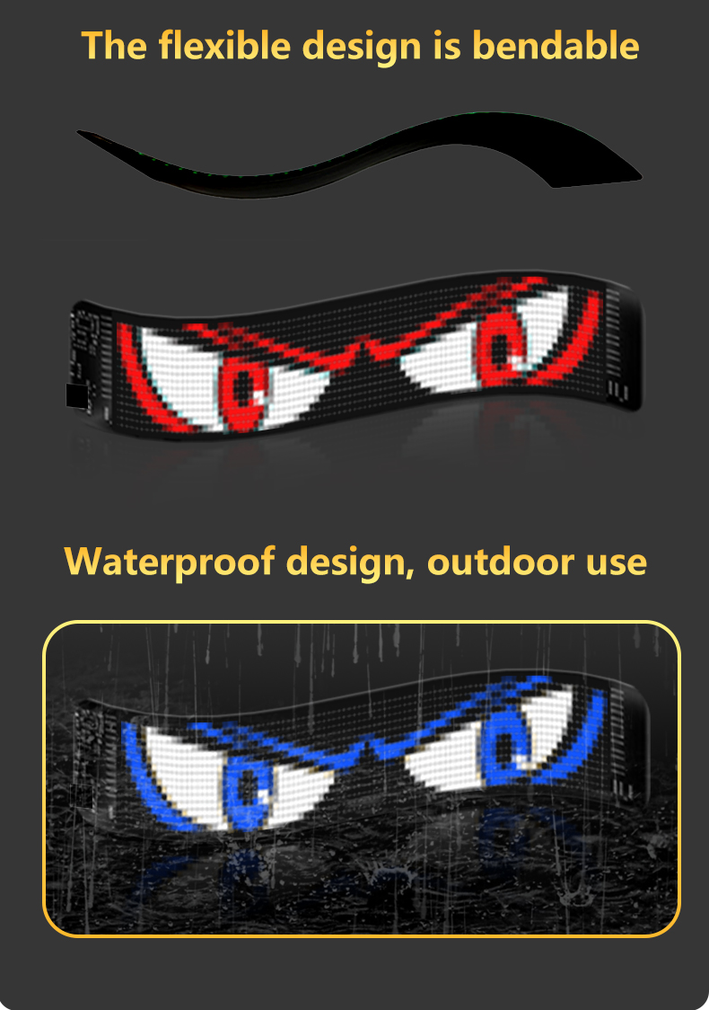 Car Turck Advertising Scrolling LED Sign App Control Eyes Light Custom Text Pattern Animation Programmable LED Display（images 6）