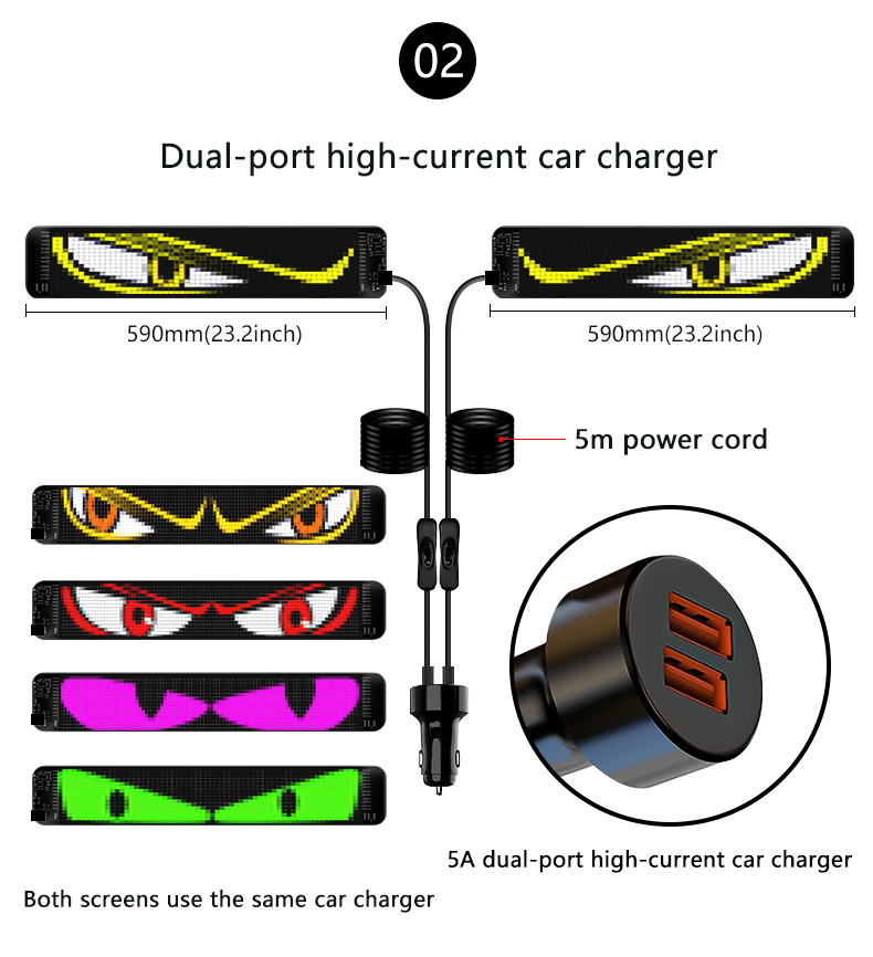 Car Turck Advertising Scrolling LED Sign App Control Eyes Light Custom Text Pattern Animation Programmable LED Display（images 8）