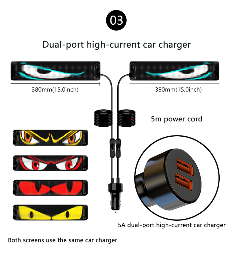 Car Turck Advertising Scrolling LED Sign App Control Eyes Light Custom Text Pattern Animation Programmable LED Display(images 9)