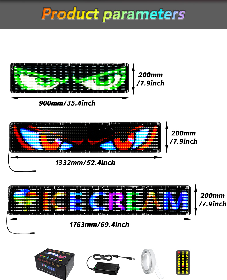 Manufacturer Others Car Light Accessories LED Matrix Panel for Truck LED Eyes for Car Customized Messages Advertising Strip（images 12）