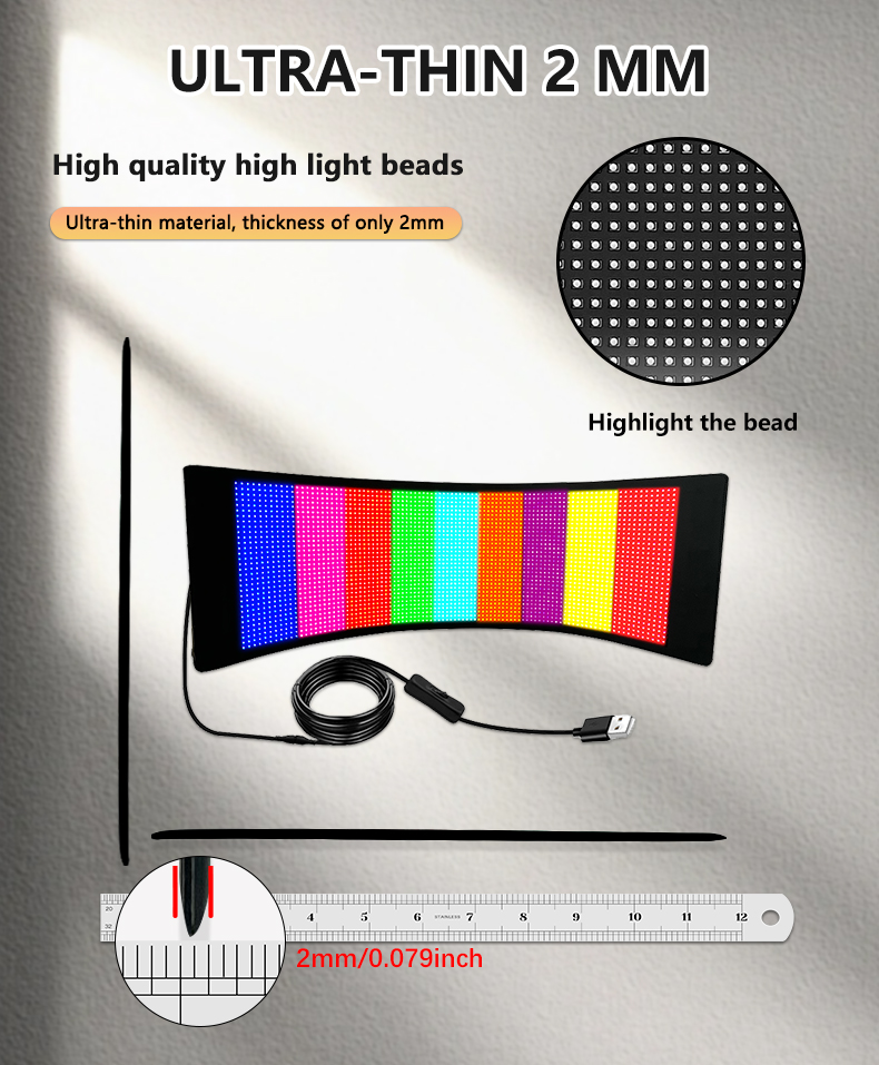 Demon Eye 5V USB Cable RGB DIY Text Animation Outdoor Free Design APP Control Flexible Panel Lights（images 3）