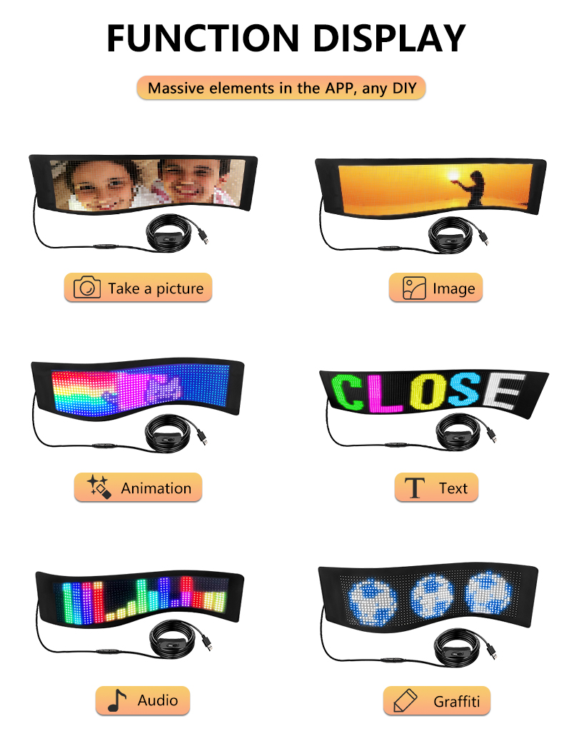 Demon Eye 5V USB Cable RGB DIY Text Animation Outdoor Free Design APP Control Flexible Panel Lights（images 6）