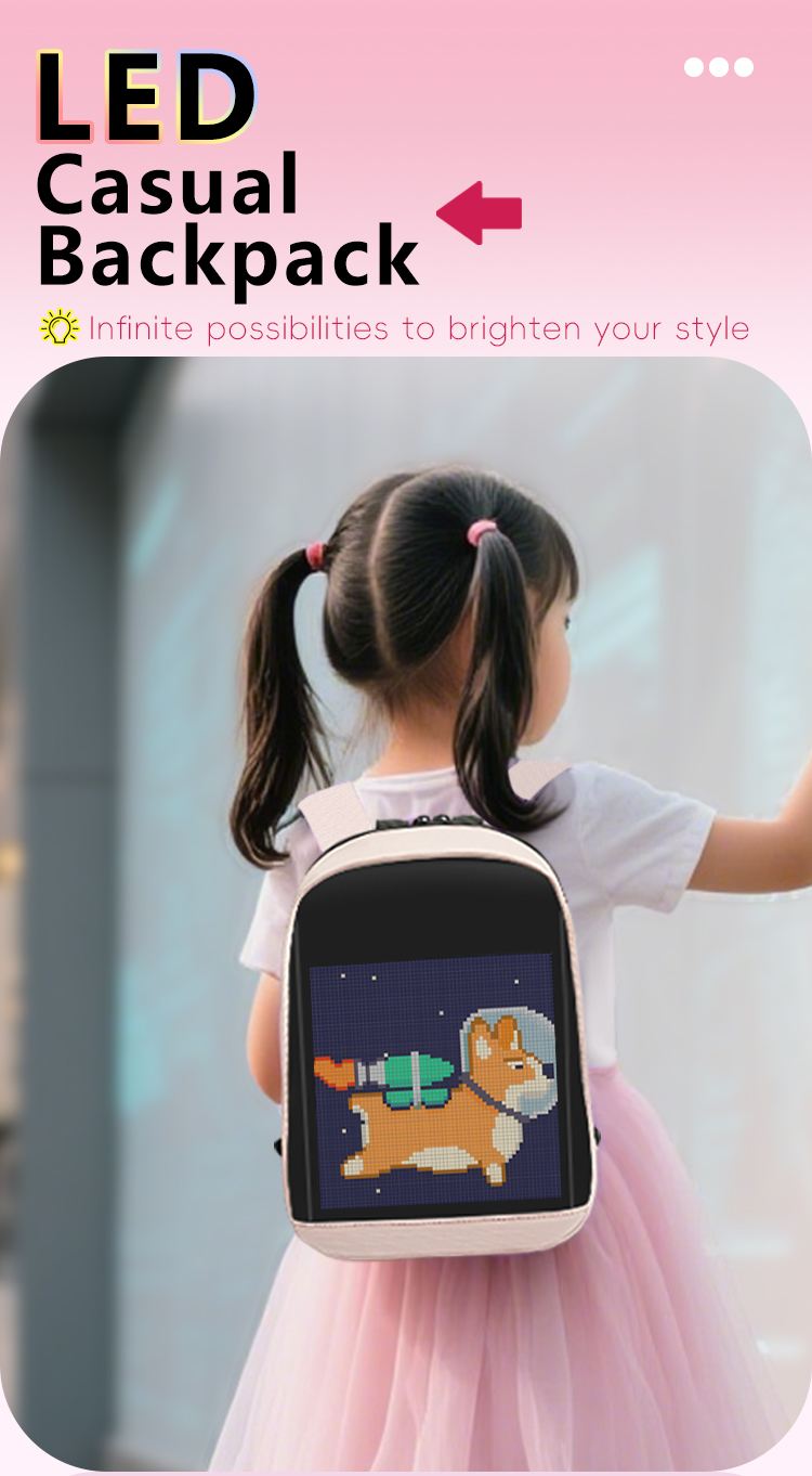 LED Display Waterproof Bag RGB Full Color LED Screen Backpack APP Control LED Bag Women Led Backpack Display（images 1）