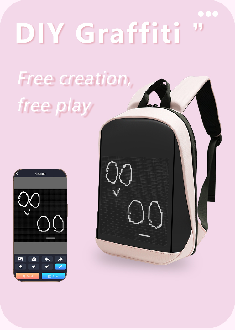 LED Display Waterproof Bag RGB Full Color LED Screen Backpack APP Control LED Bag Women Led Backpack Display（images 4）