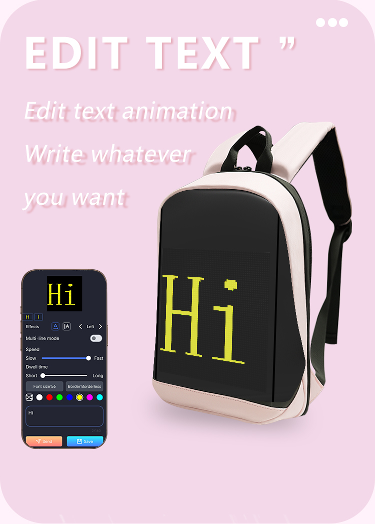 LED Display Waterproof Bag RGB Full Color LED Screen Backpack APP Control LED Bag Women Led Backpack Display（images 5）