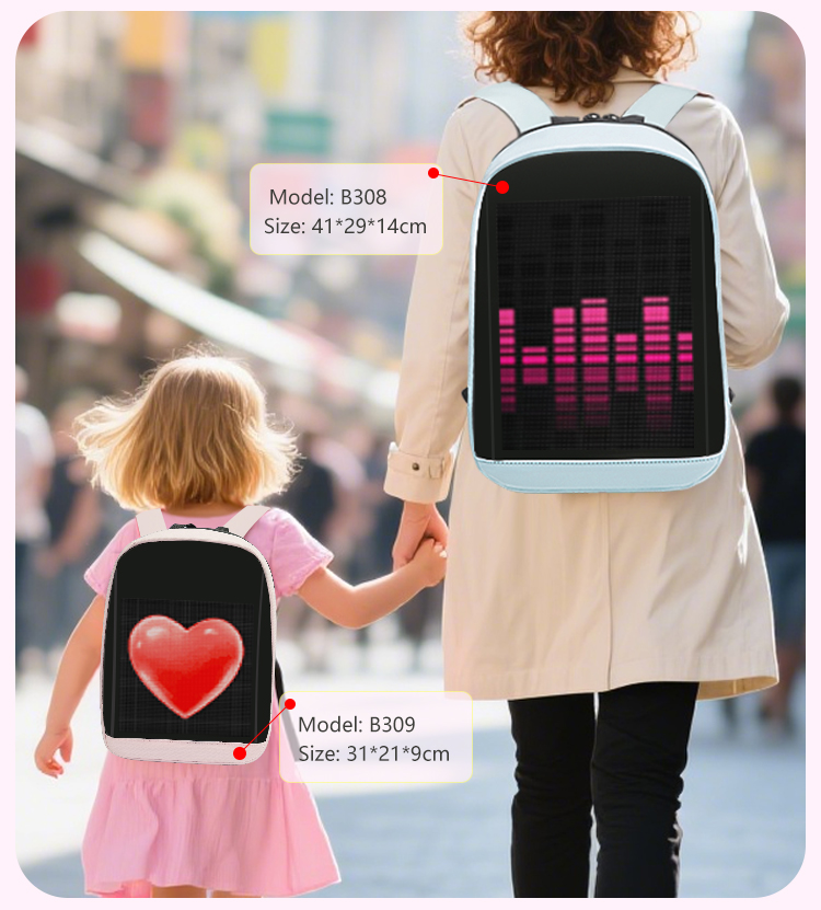 LED Display Waterproof Bag RGB Full Color LED Screen Backpack APP Control LED Bag Women Led Backpack Display（images 12）