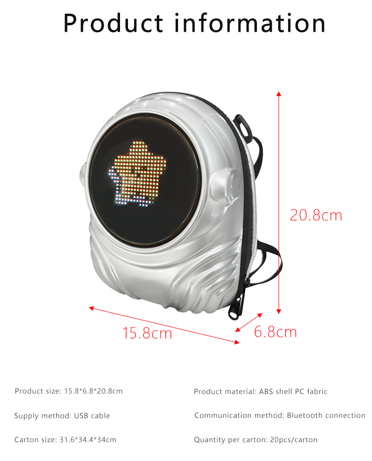 2025 Hot Selling Cute Astronaut Mini Backpack with LED Screen for Kids, Unique Casual Daypack（images 12）