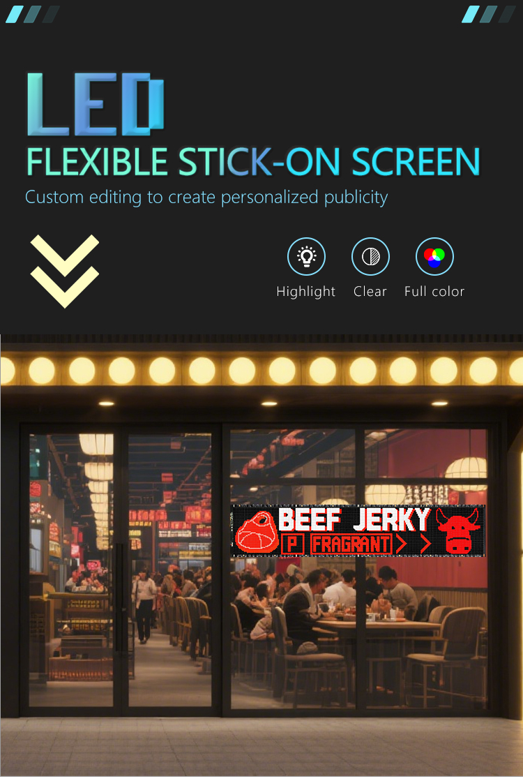 Large Size Flexible LED Display Screen RGB Color Running Words Advertising APP Control Flexible LED Strips LED Message Panel（images 1）