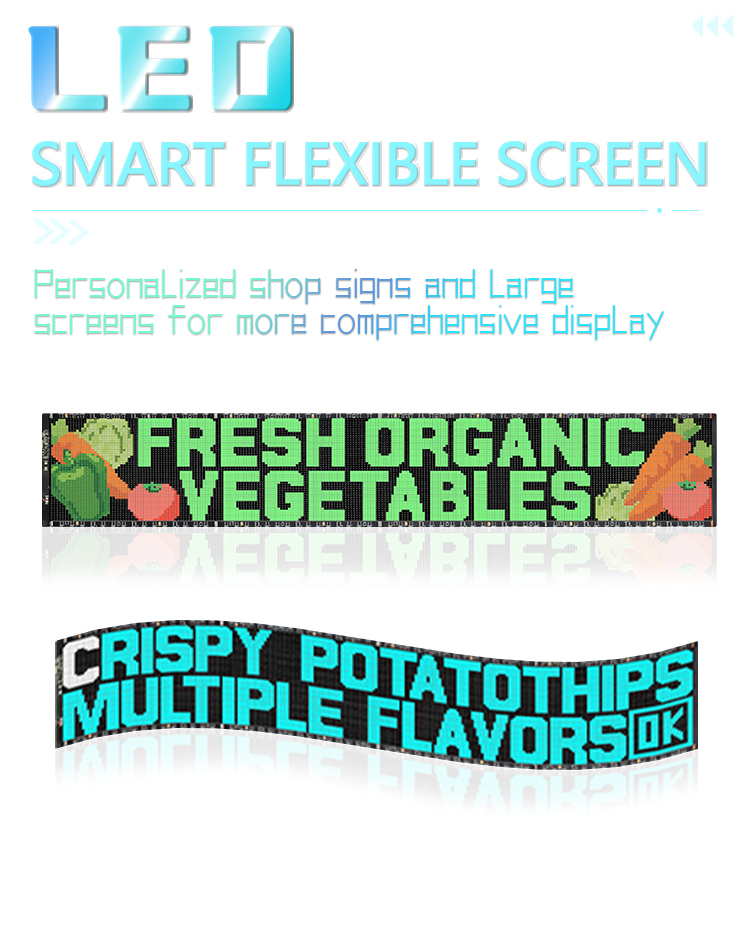 Large Size Flexible LED Display Screen RGB Color Running Words Advertising APP Control Flexible LED Strips LED Message Panel（images 2）