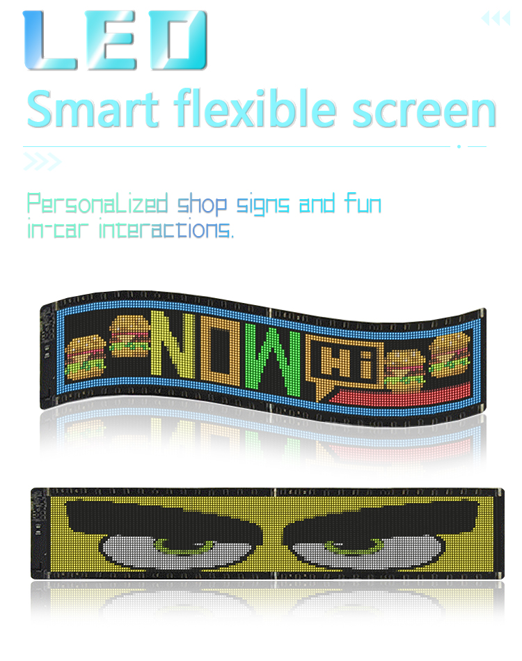 High Brightness Flexible LED Display Ultra-Thin & Bendable LED Advertising Screen for Car Stuck Store Bar（images 2）