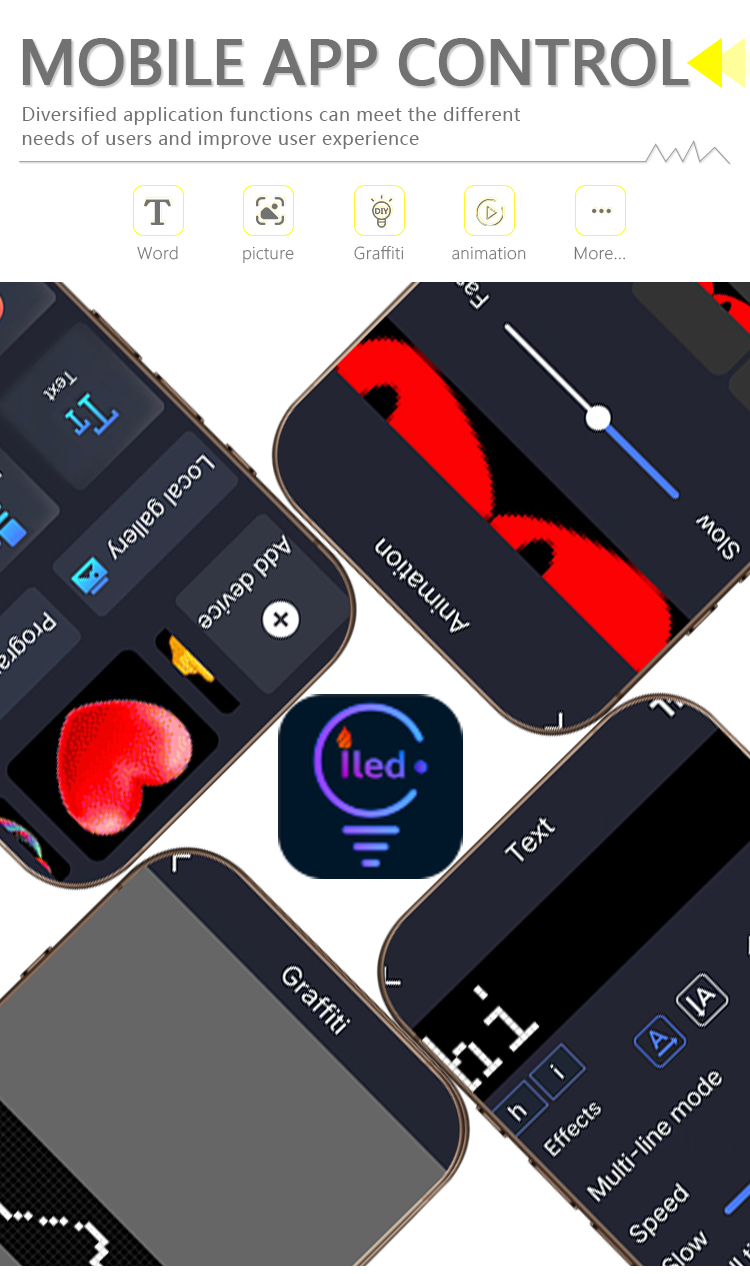 Large Size Flexible LED Display Screen RGB Color Running Words Advertising APP Control Flexible LED Strips LED Message Panel（images 4）