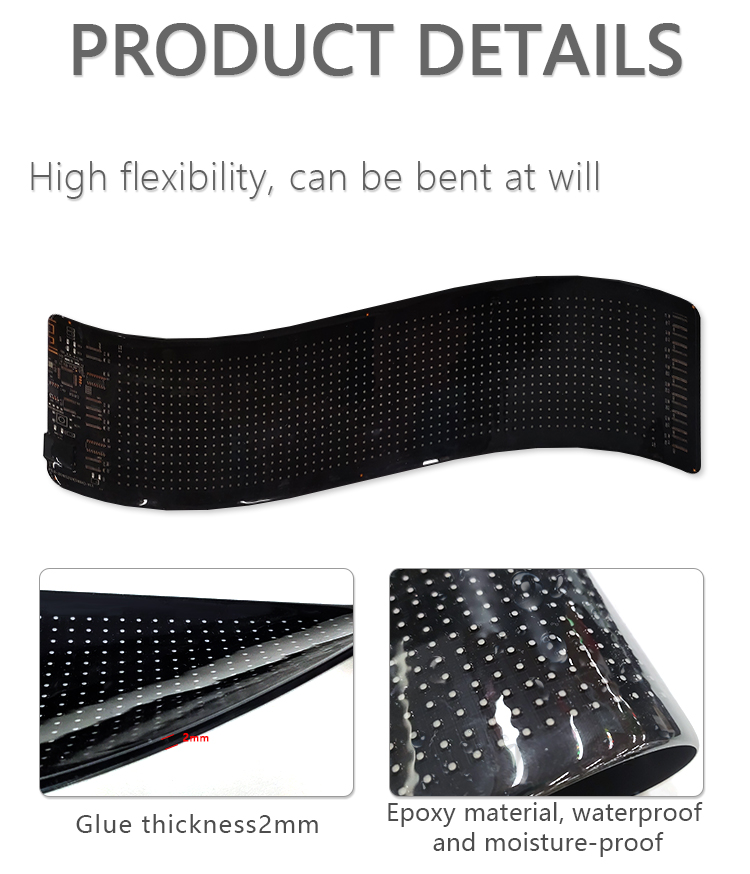 High Brightness Flexible LED Display Ultra-Thin & Bendable LED Advertising Screen for Car Stuck Store Bar（images 6）