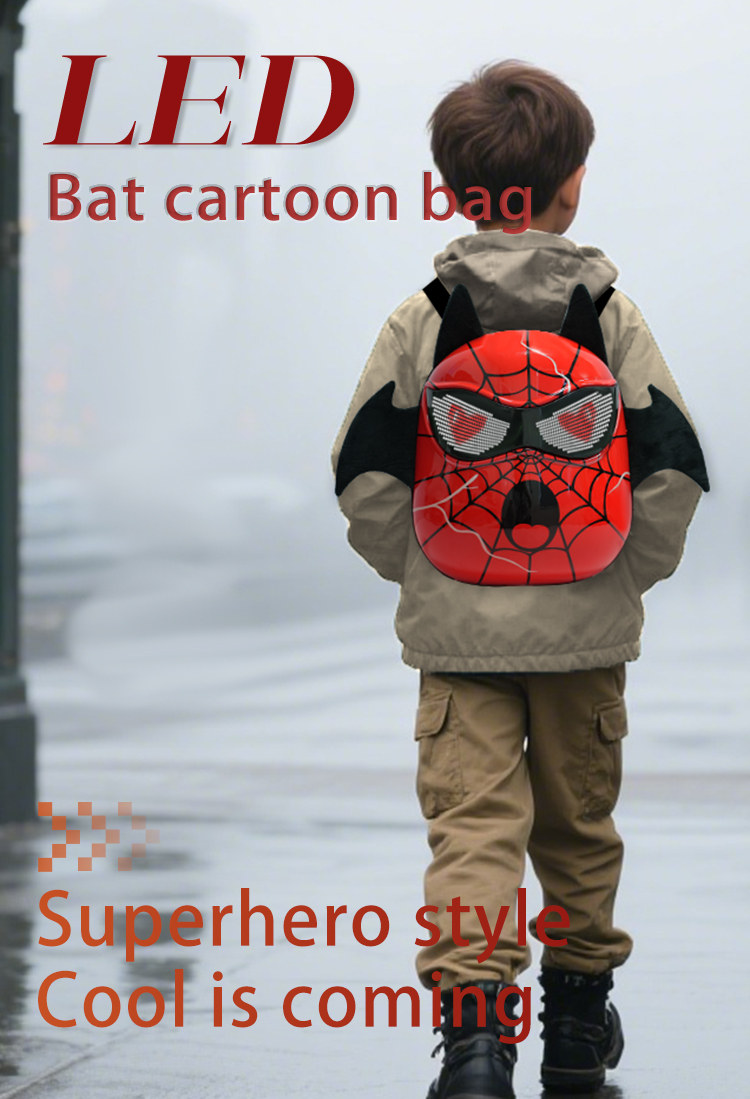 Devil Wings Horns APP Controlled Glowing Eyes Practical Compact Casual Sports Backpack with Childlike Innocence Multiple Colors（images 1）