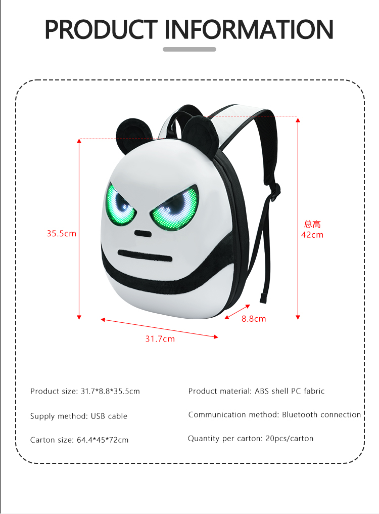 New LED Backpack Customized DIY Dynamic Devil Eyes Light Display Screen Mobile Control Advertising School Bags with a Screen（images 14）