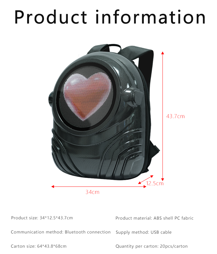 Astronaut Style Smart LED Backpack Custom Text/Image APP Controlled LED Display Backpack（images 12）