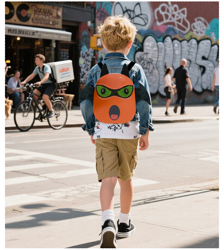 Devil Wings Horns APP Controlled Glowing Eyes Practical Compact Casual Sports Backpack with Childlike Innocence Multiple Colors（images 14）