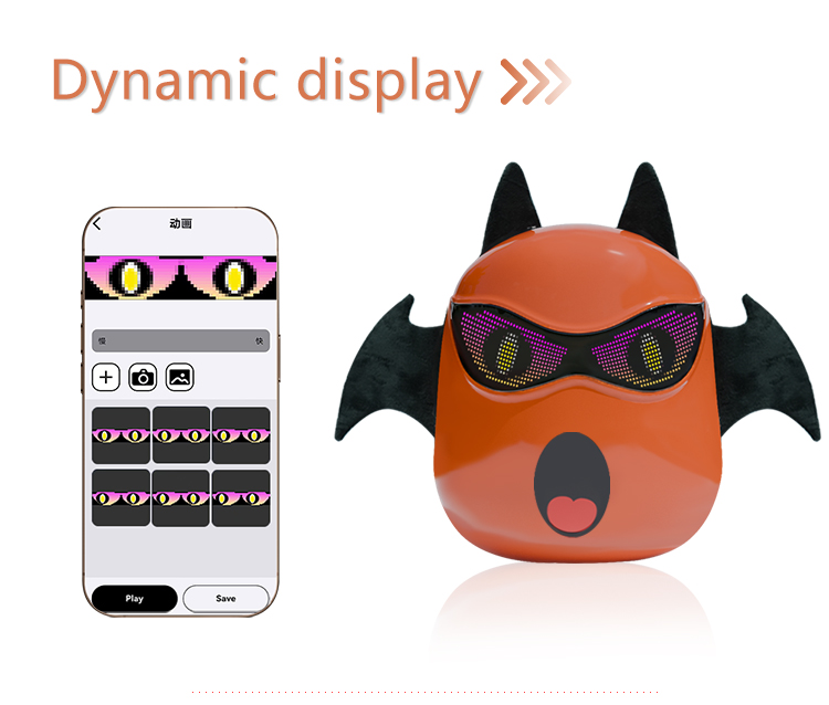 Devil Wings Horns APP Controlled Glowing Eyes Practical Compact Casual Sports Backpack with Childlike Innocence Multiple Colors（images 3）