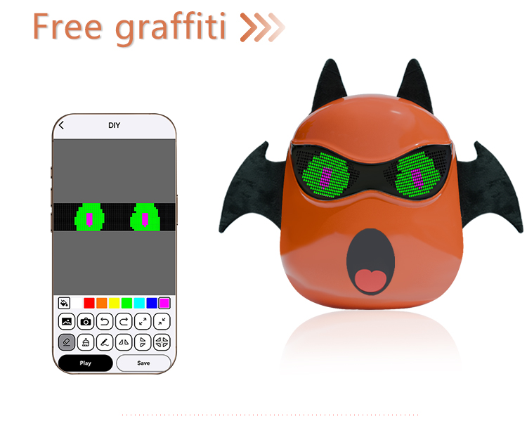 Devil Wings Horns APP Controlled Glowing Eyes Practical Compact Casual Sports Backpack with Childlike Innocence Multiple Colors（images 6）