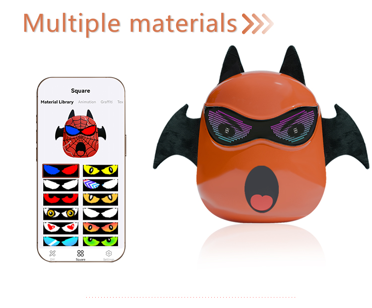 Devil Wings Horns APP Controlled Glowing Eyes Practical Compact Casual Sports Backpack with Childlike Innocence Multiple Colors（images 7）