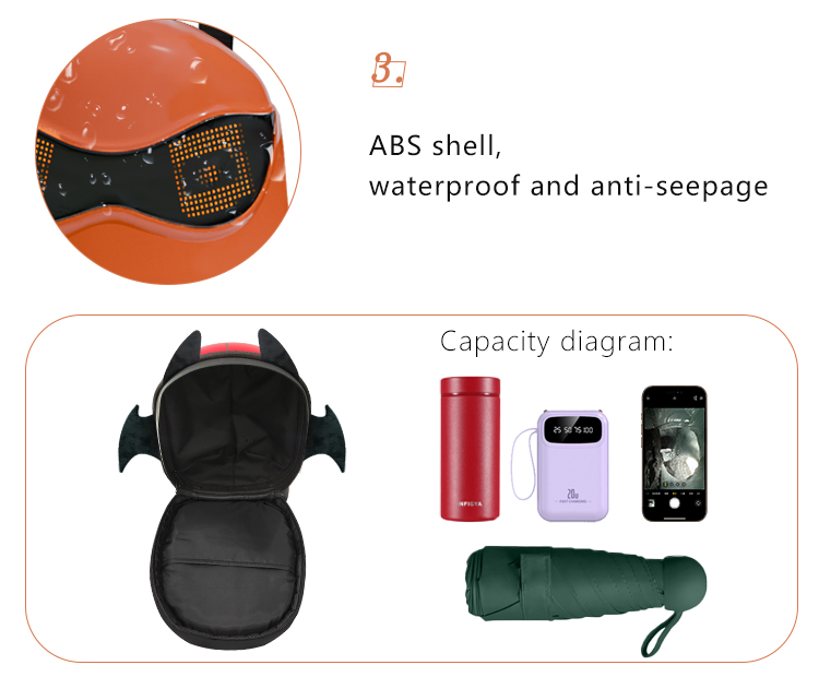 Devil Wings Horns APP Controlled Glowing Eyes Practical Compact Casual Sports Backpack with Childlike Innocence Multiple Colors（images 9）