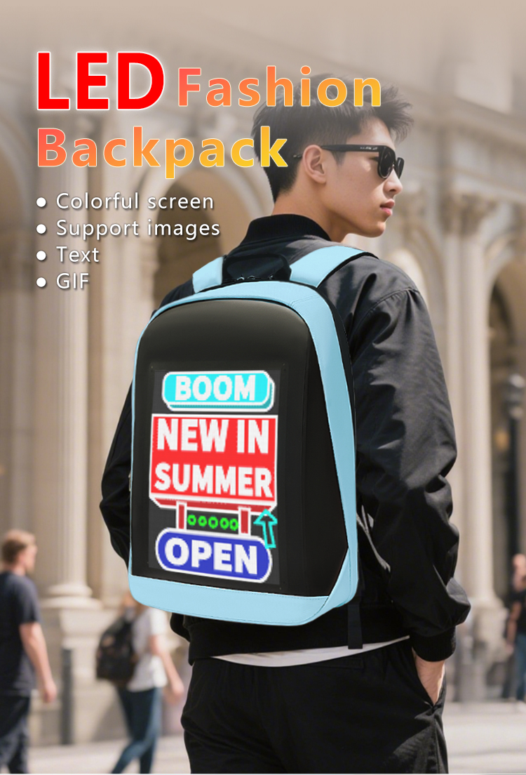Pixel 96*128 LED Backpack High Resolution Display Backpack with Digital LED Screen Clear Display Photos Women Backpack（images 1）