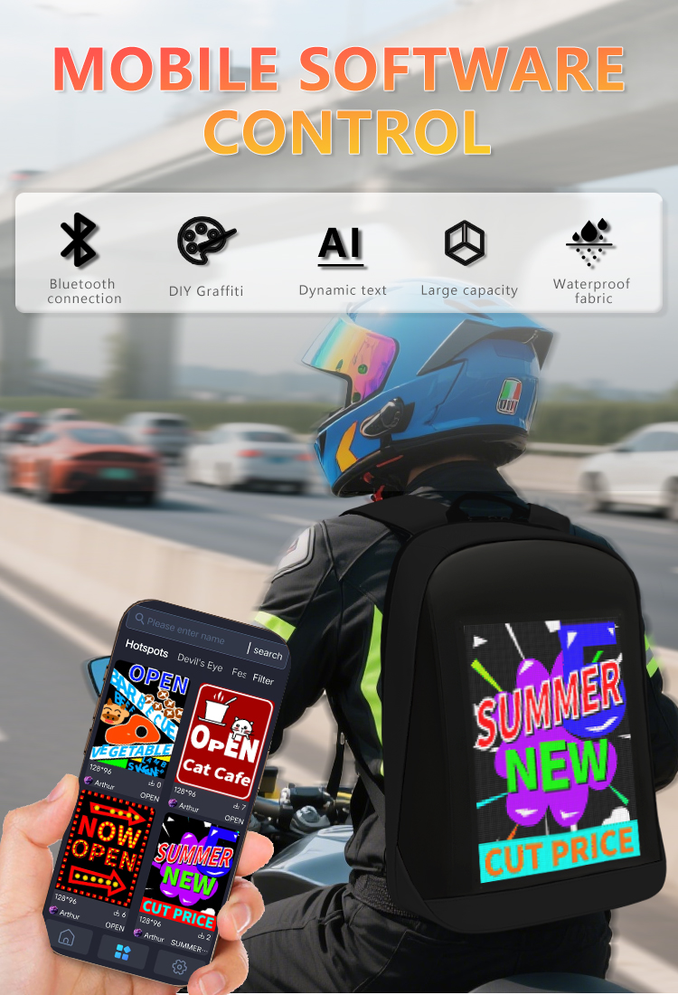 Pixel 96*128 LED Backpack High Resolution Display Backpack with Digital LED Screen Clear Display Photos Women Backpack（images 2）