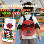 Devil Wings Horns APP Controlled Glowing Eyes Practical Compact Casual Sports Backpack with Childlike Innocence Multiple Colors
