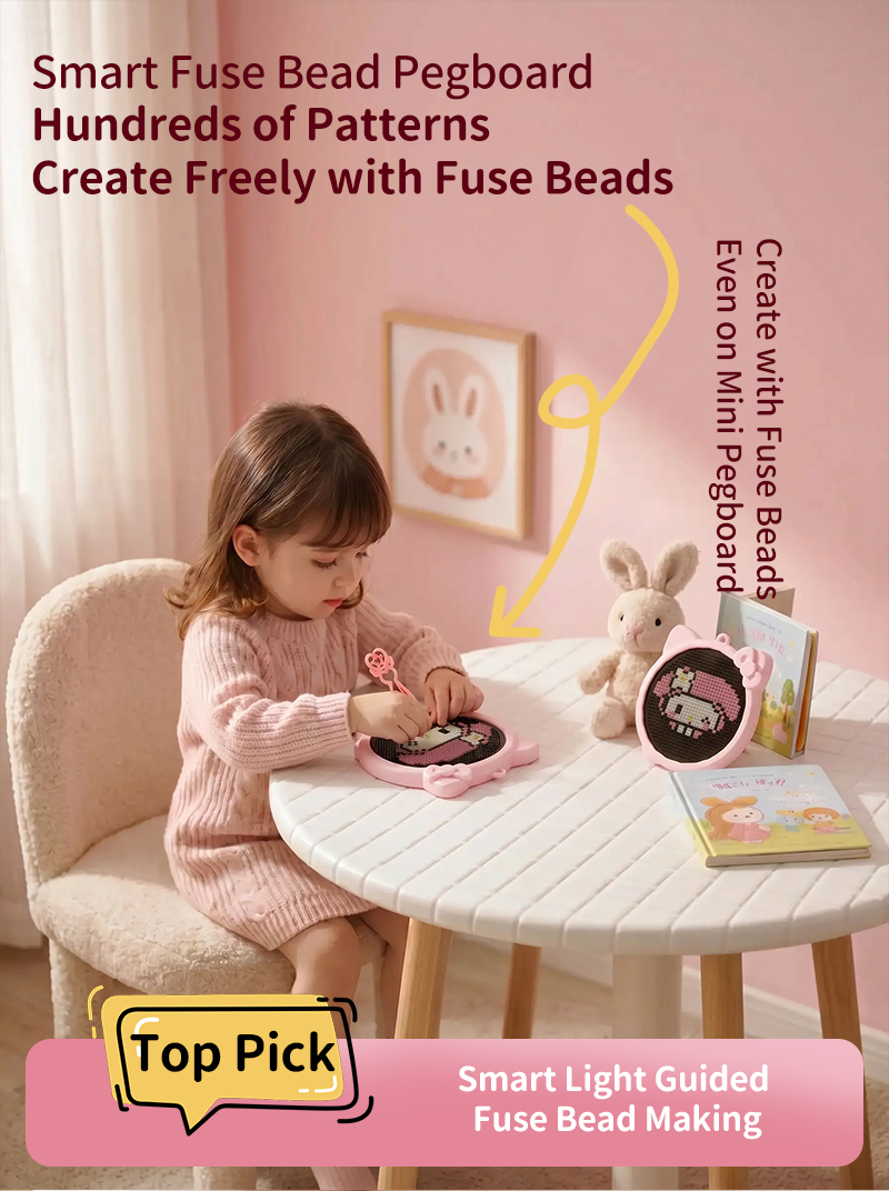 Cute 32 Pegs Smart Fuse Bead Board Portable LED Light Board APP Pattern Maker for Children DIY Handmade Toy Wholesale（images 4）